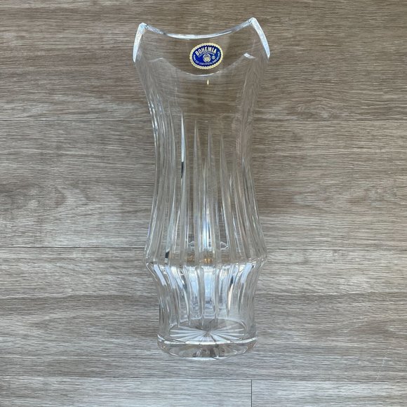 Large Gorgeous Bohemian Czech Hand Cut Crystal 12" Glass Vase